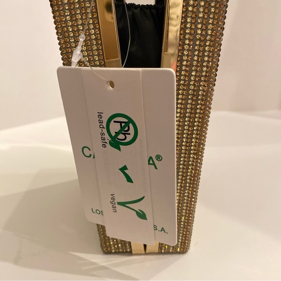 Vegan Dollar Sign Rhinestone Clutch NWT - Picture 7 of 10